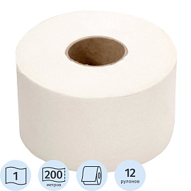 Бумага туалетная в рулонах Терес Эконом мини 1-слойная 12 рулонов по 200 метров (артикул производителя T-0024)