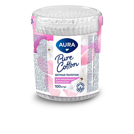 Палочки ватные Aura 100 штук в упаковке (стакан)