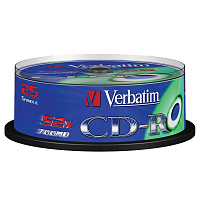 Диск CD-R Verbatim 0.7 ГБ 52x cake box 43432 (25 штук в упаковке)