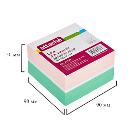 Блок для записей Attache 90x90x50 мм разноцветный (плотность 100 г/кв.м)