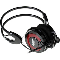 Наушники с микрофоном (гарнитура) SVEN AP-540, проводные, 2,2 м, с оголовьем, черно-красные, SV-0410540