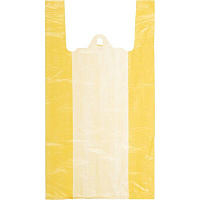 Пакет-майка ПНД 18 мкм желтый (30+14x57 см, 100 штук в упаковке)