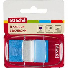 Клейкие закладки Attache пластиковые синие по 25 листов 25x45 мм