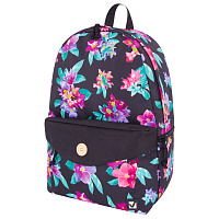 Рюкзак BRAUBERG SYDNEY универсальный, карман с пуговицей, цветочный узор, 38х27х12 см, 228837
