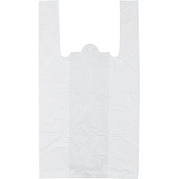 Пакет-майка Знак качества ПНД 15 мкм белый (30+18х55 см, 100 штук в упаковке)