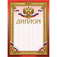 Диплом А4 230 г/кв.м 10 штук в упаковке (бордовая рамка, герб, триколор)