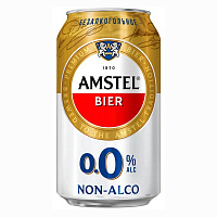 Пиво безалкогольное Amstel светлое нефильтрованное банка 0.33 л