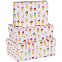 Набор прямоугольных коробок 3в1, MESHU "Ice creams", (19*12*7,5-15*10*5см)