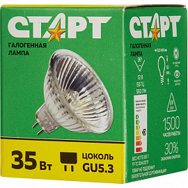 Лампа галогенная Старт 35 Вт GU5.3 спот зеркальный 2750 К теплый белый свет