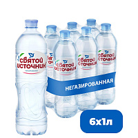 Вода питьевая Святой Источник негазированная 1 л (6 штук в упаковке)
