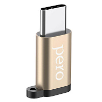 Адаптер PERO AD01 TYPE-C TO MICRO USB, золотой