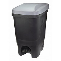 Контейнер для раздельного сбора мусора Idea 60 л пластик на 2-х колесах с педалью серый/черный (69x39x39 см)