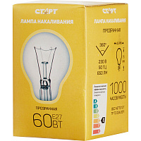Лампа накаливания Старт 60 Вт E27 шаровидная прозрачная 2700 К теплый белый свет (10 штук в упаковке)