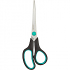 Ножницы 169 мм Attache с пластиковыми прорезиненными анатомическими ручками черного/зеленого цвета Фото 2