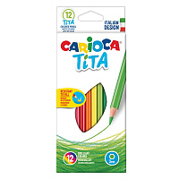 Карандаши цветные CARIOCA "Tita", 12 цветов, пластиковые, грифель 3 мм, шестигранные, европодвес, 42793