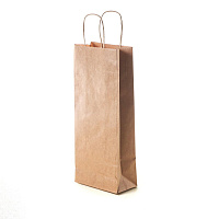 Крафт-пакет бумажный коричневый с кручеными ручками 14x8x33 см 80 г/кв.м био (100 штук в упаковке)