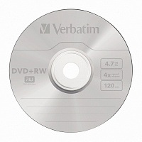 Диск DVD+RW Verbatim 4.7 ГБ 4x jewel case 43229 (5 штук в упаковке)
