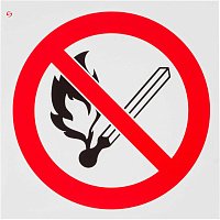 Знак безопасности Запрещается пользоваться открытым огнем и курить пластик P02 (200х200х2 мм, пластик)