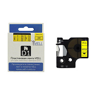 Картридж Vell VL-D-S0720730/40918 для принтера этикеток Dymo (9 мм x 7 м, цвет ленты желтый, шрифт черный)
