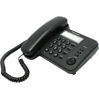 Телефон PANASONIC KX-TS2352RUB, черный, память 3 номера, повторный набор, тональный/импульсный режим, индикатор вызова