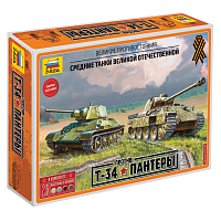 Набор для склеивания модели ZVEZDA "Т-34 против Пантеры", масштаб 1:72