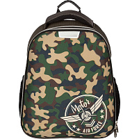 Ранец №1 School Basic Military анатомический зеленый светится в темноте с двумя отделениями