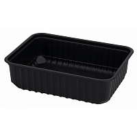 Одноразовый пластиковый контейнер для вторых блюд 750 мл черный (500 штук в упаковке)