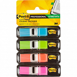 Клейкие закладки Post-it Professional пластиковые 4 цвета по 35 листов 12x43 мм