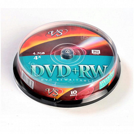 Диск DVD+RW VS 4.7 ГБ 4x cake box VSDVDPRWCB1001 (10 штук в упаковке)