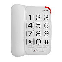 Телефон проводной teXet ТХ-201, повторный набор, крупные клавиши, белый
