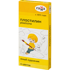 Пластилин классический Гамма Юный художник 6 цветов 84 г со стекой