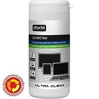 Салфетки влажные/сухие Attache Selection Ultra Clean для универсальные (50 + 50 штук в тубе)