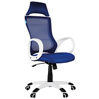 Кресло игровое Helmi HL-S05 "Podium", ткань/сетка синяя, пластик белый