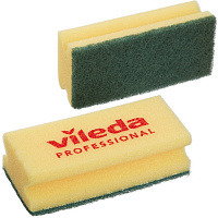 Губка для мытья посуды Vileda Professional Средняя жесткость 150х70х45 мм 10 штук в упаковке желтые/зеленый абразив (арт. производителя 101397)