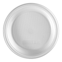 Тарелка одноразовая пластиковая Комус Эконом 165 мм белая (ПП, 100 штук в упаковке)