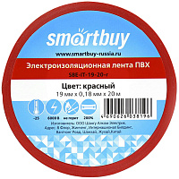 Изолента Smartbuy, 19мм*20м, 180мкм, красная, инд. упаковка
