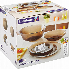 Набор столовой посуды на 6 персон Attribute Амбьянте Эклипс 19 предметов стекло коричневый (L5176)