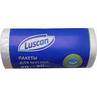 Мешки для мусора на 20 л Luscan белые (ПНД, 6 мкм, в рулоне 30 штук, 42х50 см)