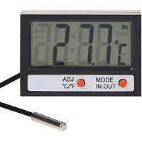 Термометр Rexant 70-0505 черный/серый электронный комнатно-уличный с часами