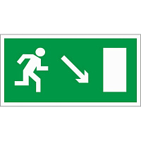 Знак безопасности Направление к эвакуационному выходу направо вниз E07 (150х300 мм, пленка ПВХ, фотолюминесцентный)