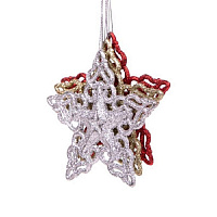 Новогоднее украшение Звезда пластик серебрянное, золотое, красный (диаметр 10 см)