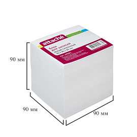 Блок для записей Attache 90x90x90 мм белый проклеенный (плотность 100 г/кв.м)