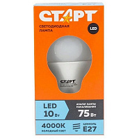 Лампа светодиодная Старт ECO А 10Вт E27 4000К 800Лм 240В LEDGLSE27 10W 40
