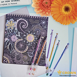 Набор гелевых ручек Crown "Hi-Jell Metallic" 6шт., 06цв., 0,7мм, металлик, ПВХ уп., европодвес