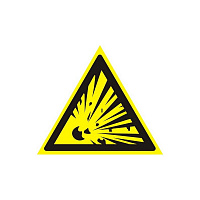 Знак безопасности Взрывоопасно W02 (200х200 мм, пленка ПВХ)