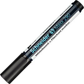 Маркер для белых досок SCHNEIDER Maxx 290 черный ( толщина линии 2-3 мм) круглый наконечник