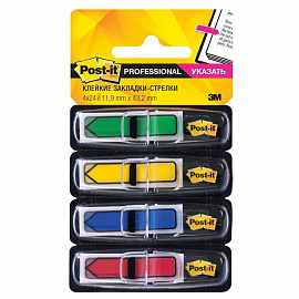 Клейкие закладки Post-it Professional пластиковые 4 цвета по 24 листа 12x43 мм