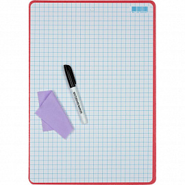 Доска-планшет пластиковая маркерная Attache Line А3 белая/клетка (с маркером и салфеткой)