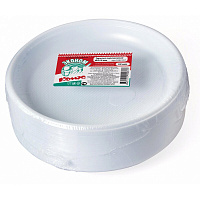 Тарелка одноразовая пластиковая Комус Эконом 210 мм белая (50 штук в упаковке)