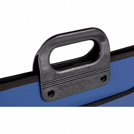 Папка-портфель пластиковая А4+ синяя (390x320 мм, 4 отделения) усиленная ручка